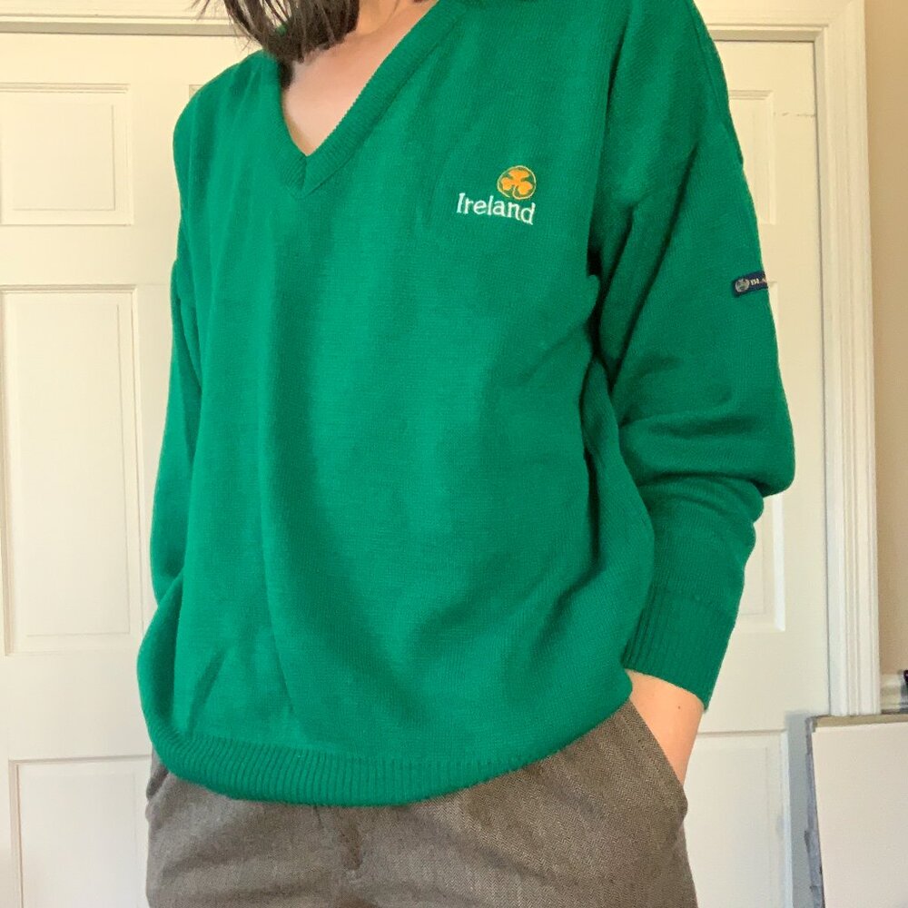 Vintage Green Blarney Castle Ireland sweater Womens L or Mens S St. Patricks Day